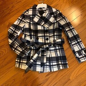 JOUJOU SIZE MEDIUM Black and white plaid double breasted jacket.